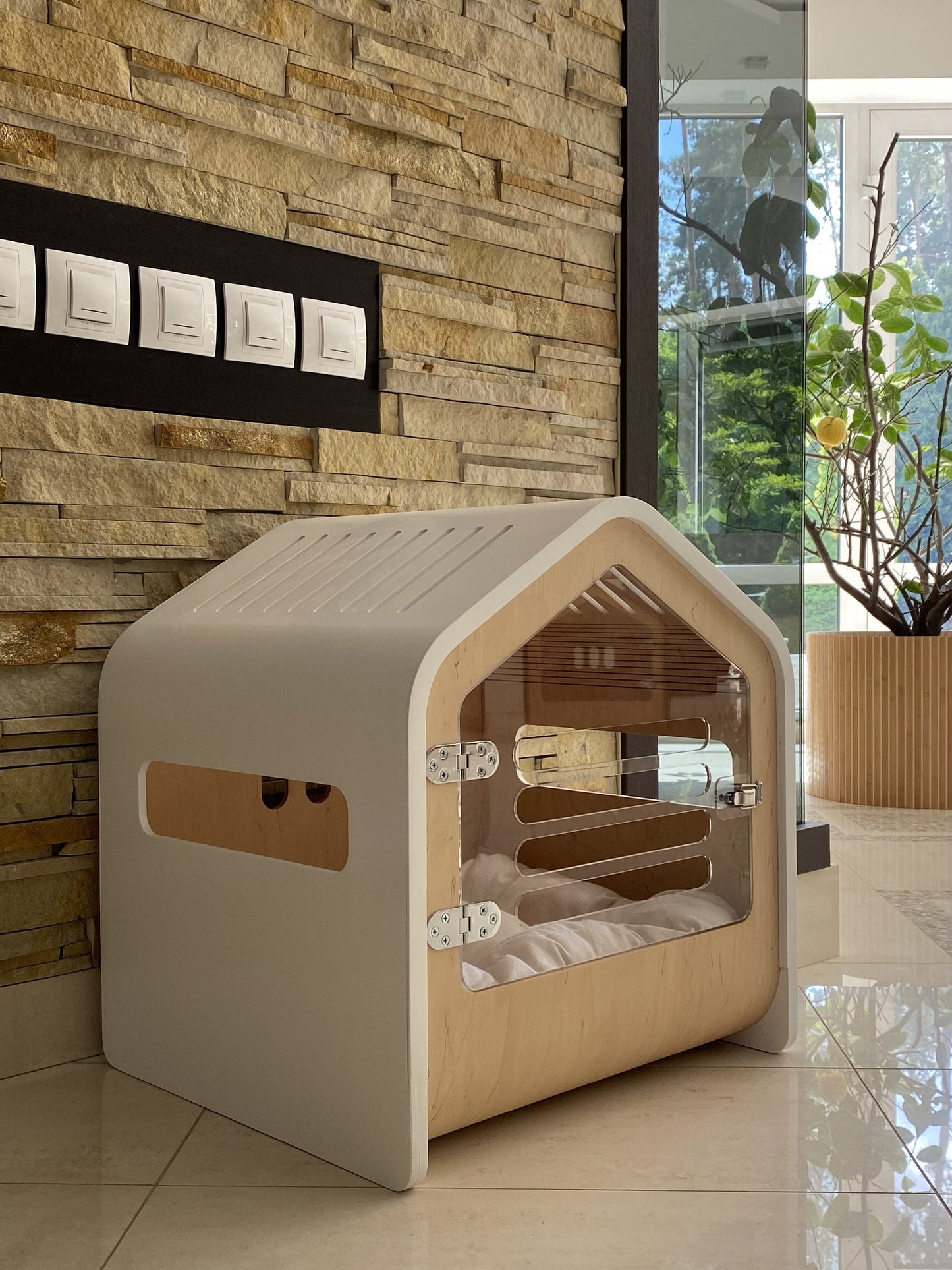 Dog House Modern Dog Crate Wooden Dog Kennel Dog Bed Dog Furniture Pet Crates Indoor Dog House Wood Dog House Dog Cage House for Dogs