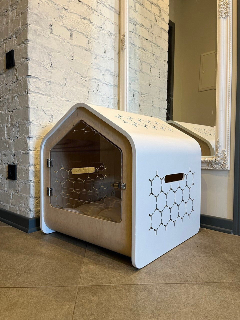 White Dog House Pet House for Dogs Wood Dog Crate Dog Furniture Dog Cage Dog House Indoor Pet Crate Pet Furniture Dog Bed Gifts for Dogs