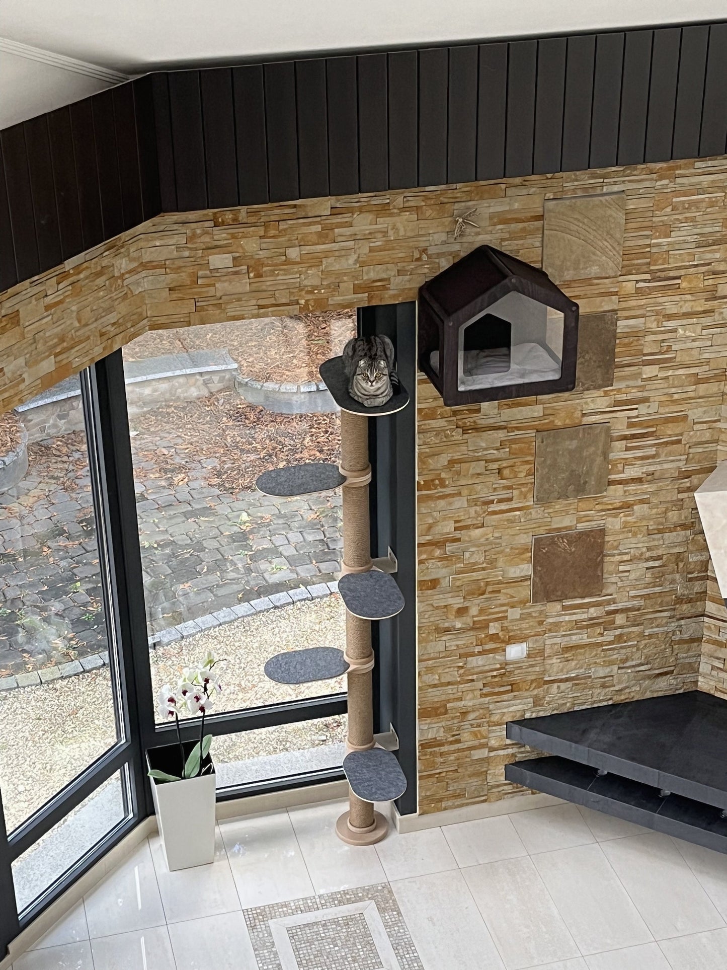 Wood Cat Tree Modern Cat Furniture Wooden Cat Condo Unique Cat Gifts Cat Lover Gift Cat Climbing Wall Tree Wall Cat Tree Wall Cat Toy