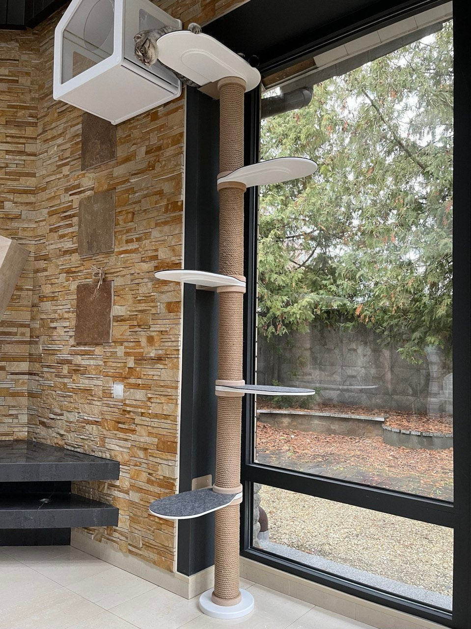 Cat Tree Tower Modern Cat Condo Wood Cat Tree Cat Climbing Furniture for Cats Unique Cat Trees Luxury Cat Lover Gift Cat Furniture Cat Gift