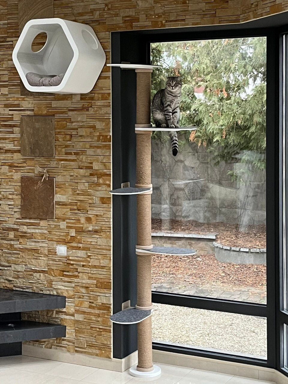 Wood Cat Tree Wall Cat Furniture Cat Play Tree Tower for Cats Modern Cat Furniture Cat Playground Wall Cat Tree Modern Cat Tree for Cats