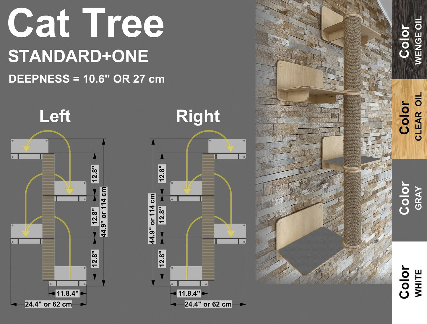 Cat Tree Modern Cat Tower Wood Cat Scratching Post Cat Scratcher Wall Mounted Cat Tree House Cat Bed Furniture for Cat Wall Furniture Cat