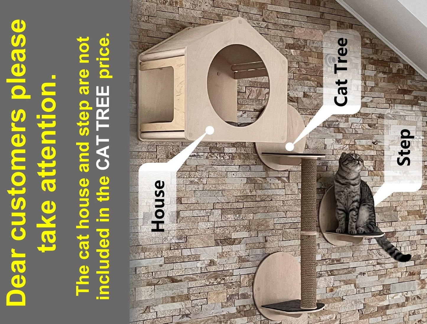 Minimalist cat tree Cat scratcher Wooden cat wall scratcher Cat tower Tall cat tree Modern cat furniture Jute cat scratcher Unique cat walls