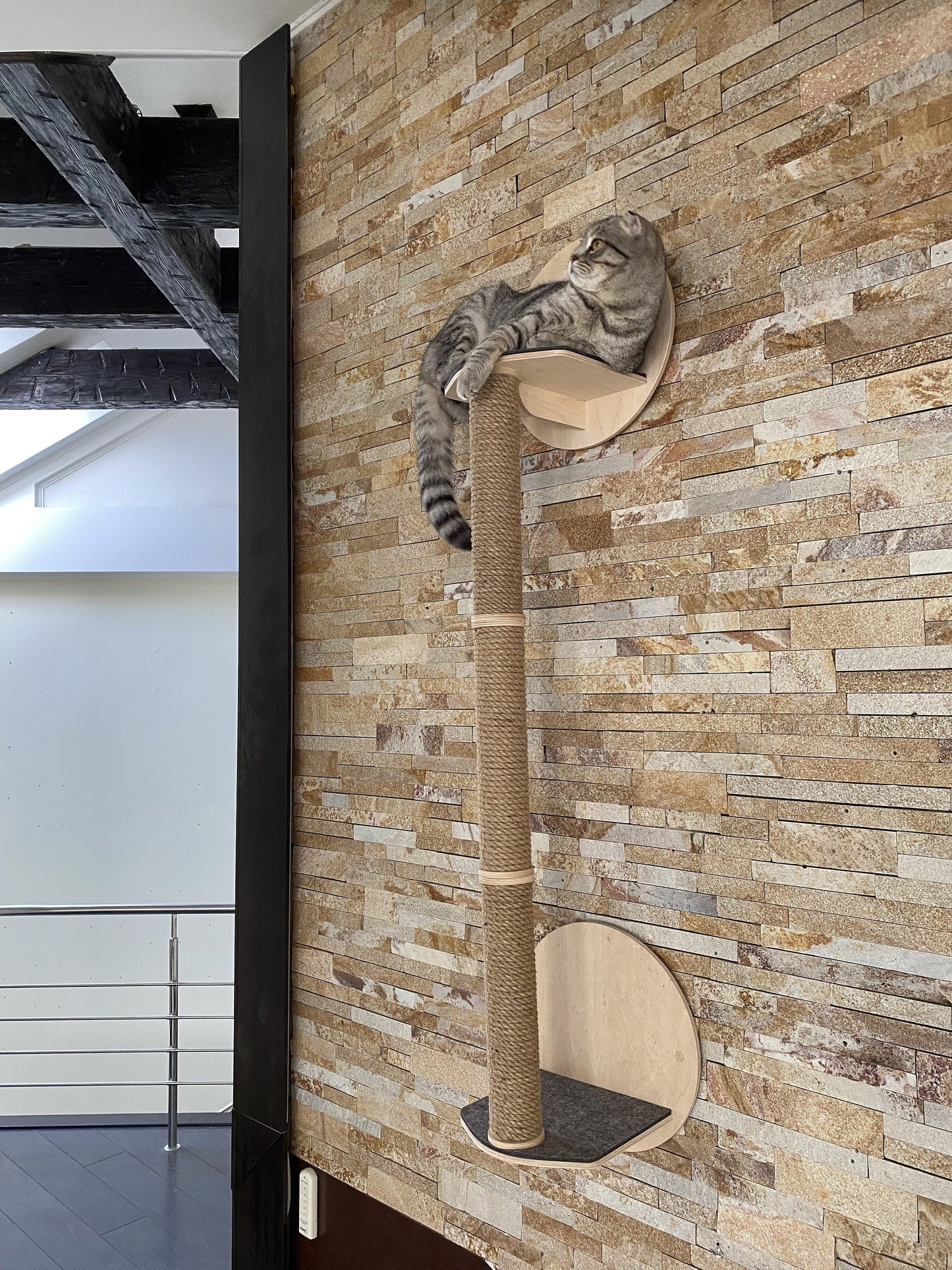 Modern cat tree tower Wood cat condo Cat tower Furniture for cats Cat scratching post modern Cat tree wall Cat gift for cat lovers Cat condo