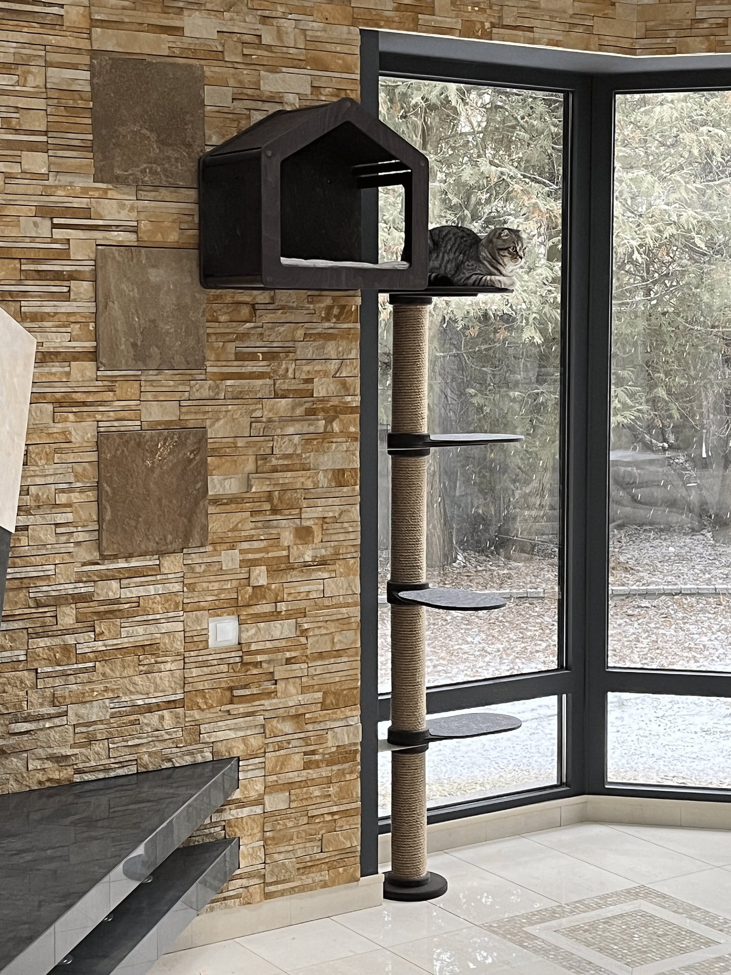 Modern Cat Tree Furniture | Wood Cat Condo | Cat Tower | Furniture for Cat | Cat Scratching Post | Luxury Cat Furniture | Wall Cat Bed |