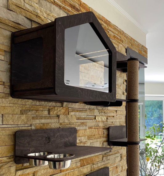 Modern House for Cat Wooden Cat Furniture Indoor Cat House Cat Bed Wall Cat Gift Cat Shelves for Wall Cat Tree Home Decor Cat Wall Furniture
