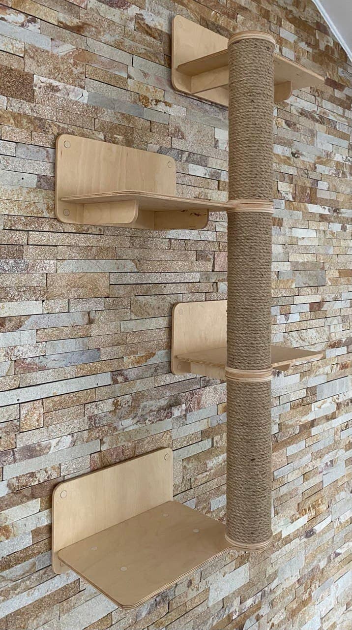 Cat Tree Modern Cat Tower Wood Cat Scratching Post Cat Scratcher Wall Mounted Cat Tree House Cat Bed Furniture for Cat Wall Furniture Cat