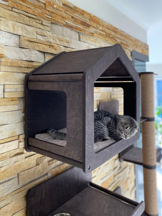 Cat House Cat Bed Luxury Cat Furniture Wall Mounted Cat Bed Shelves Cat Wall Shelf Wooden Cat House Indoor Cat Wall Furniture for Cat Gift