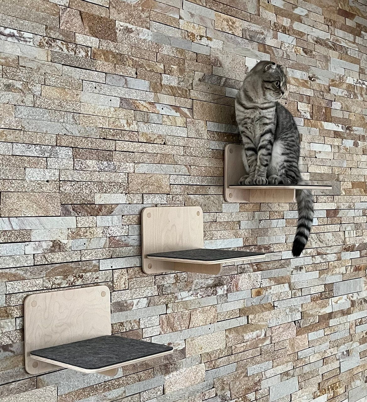Set of Shelves for Cats Modern Cat Furniture Gift for Cat Lover Cat Mom Gifts Cat Steps Large Cat Shelf Furniture for Cats Wall Tree Modern