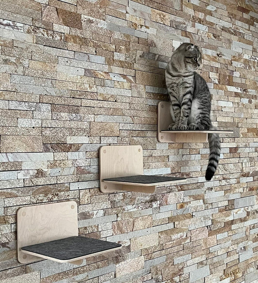 Set of Shelves for Cats Modern Cat Furniture Gift for Cat Lover Cat Mom Gifts Cat Steps Large Cat Shelf Furniture for Cats Wall Tree Modern