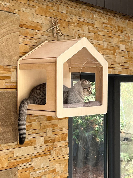 Cat Window House Cat Bed Window Cat Window Perch Furniture for Cats Wooden Cat House Wood Cat Shelf Cat Wall Post Cat Wall Box Cat Wall Tree
