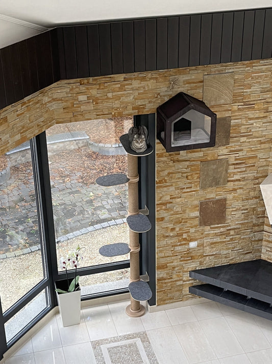 Wood Cat Tree Modern Cat Furniture Wooden Cat Condo Unique Cat Gifts Cat Lover Gift Cat Climbing Wall Tree Wall Cat Tree Wall Cat Toy
