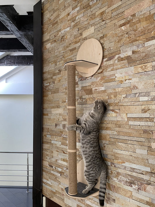 Minimalist cat tree Cat scratcher Wooden cat wall scratcher Cat tower Tall cat tree Modern cat furniture Jute cat scratcher Unique cat walls