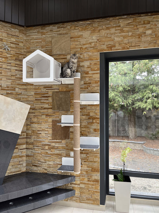 White cat house Cat trees Modern cat furniture Cat house Cat shelf Cat tower Cat bed Modern cat house Cat wall decor Cat gift for cat lovers
