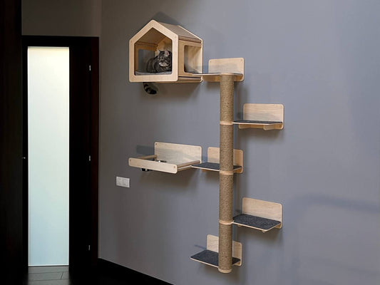Wall house for cat Large cat tree Wall shelves for cat Wall cat furniture Modern wall decor Cat bed wood Cat house New home gift for cats